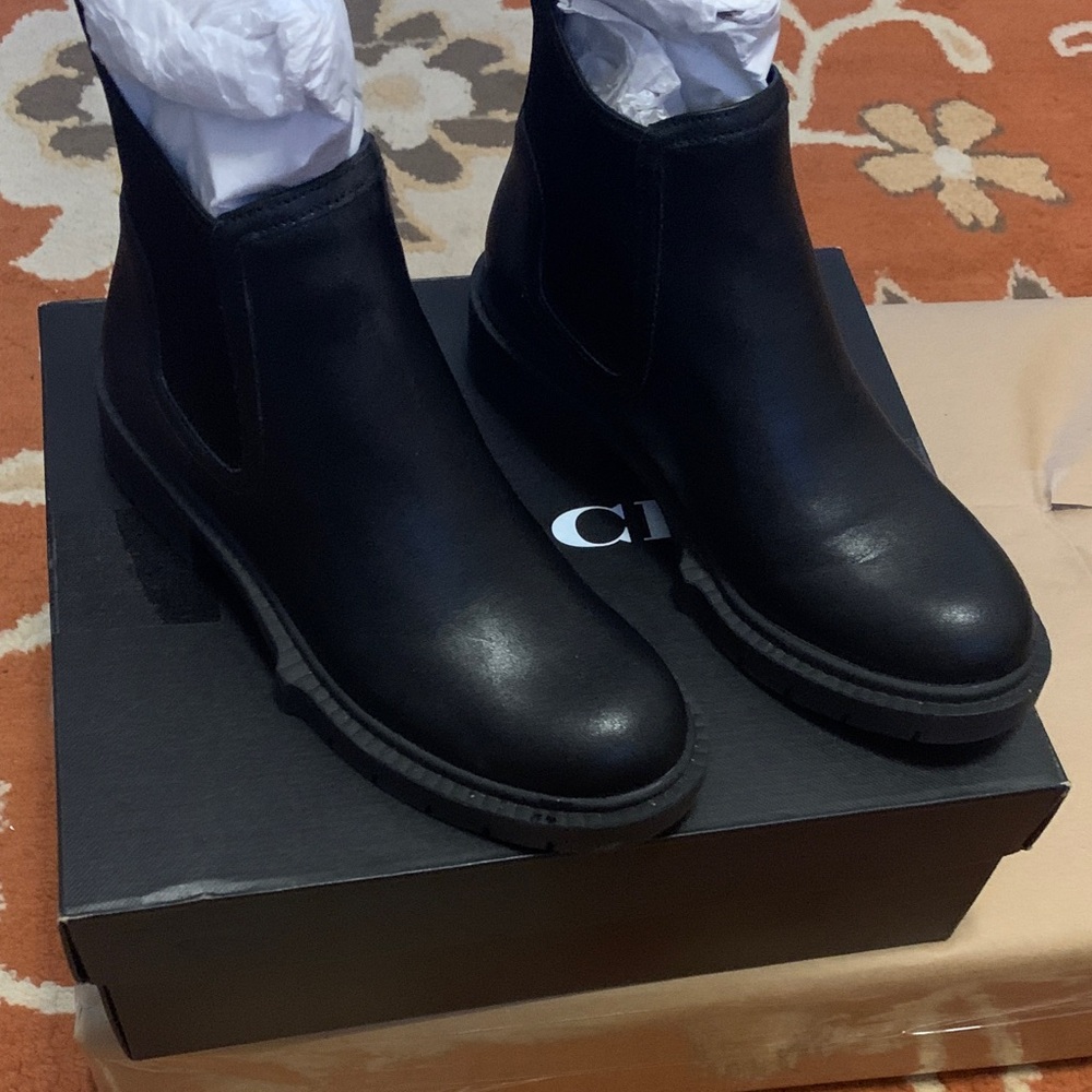 COACH Lenora Black Leather Booties